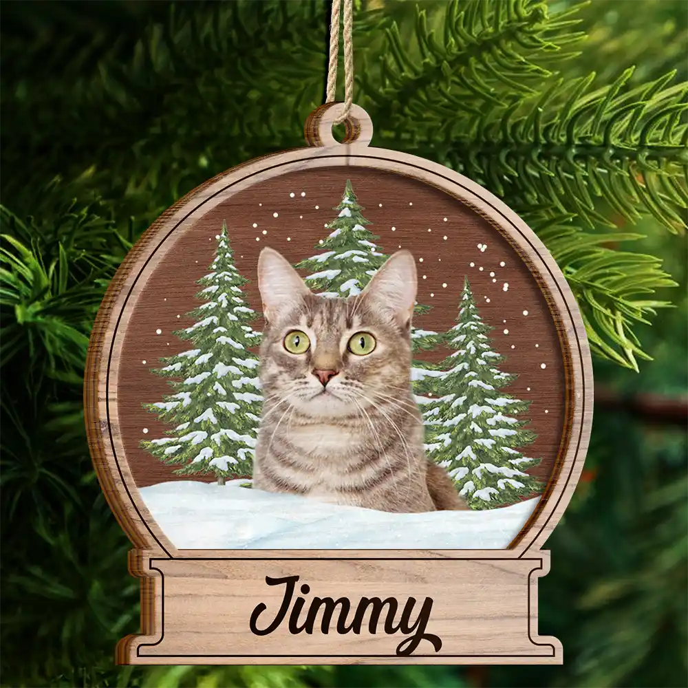 Custom Photo Pet Face Memorial Dog Cat - Personalized 2-Layered Wooden Ornament - Image 5