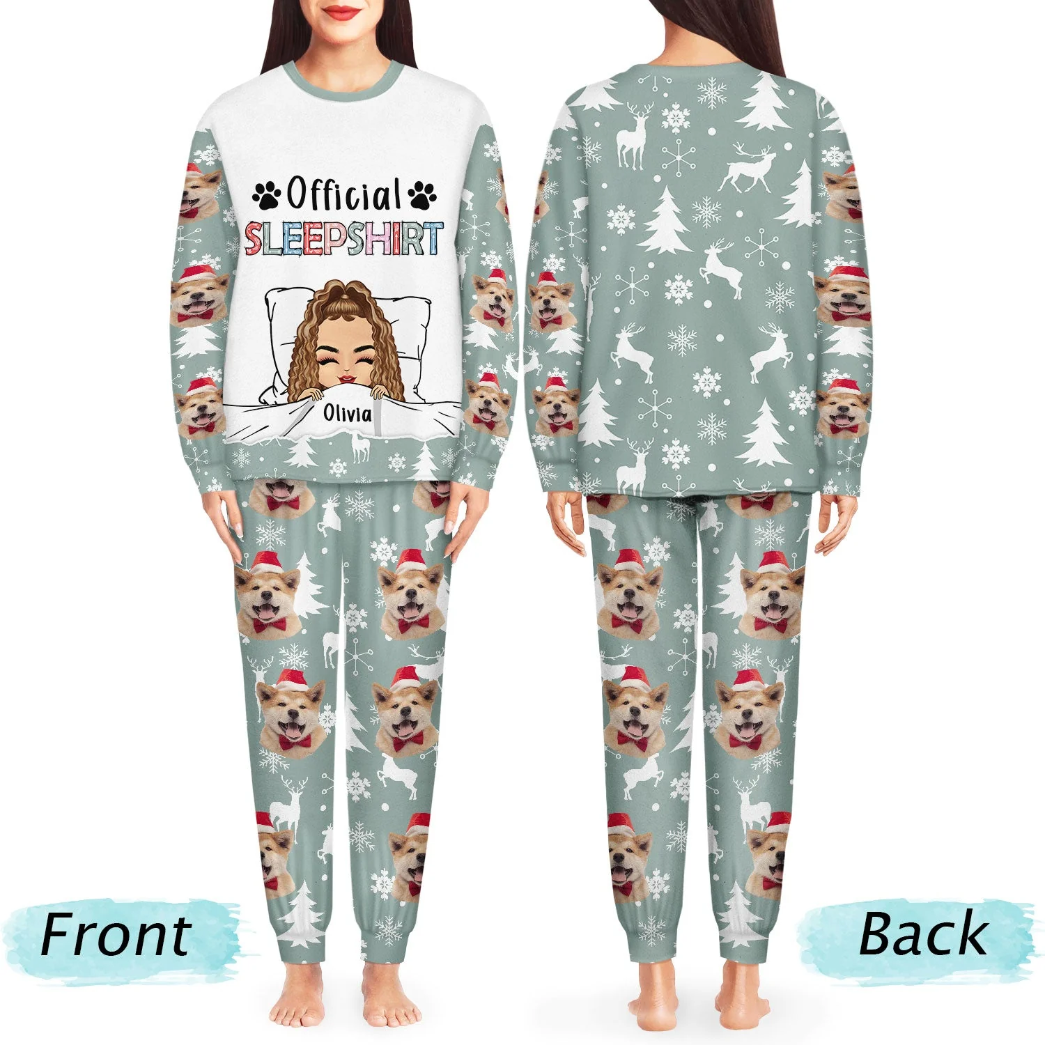 Custom Photo Pet Face Official Sleepshirt - Gift For Pet Lovers - Personalized Unisex Pajamas Set - Image 5