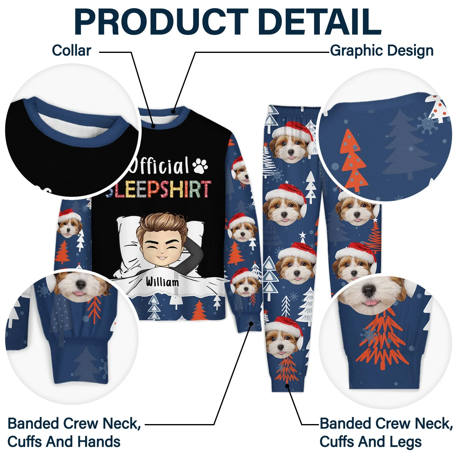 Custom Photo Pet Face Official Sleepshirt - Gift For Pet Lovers - Personalized Unisex Pajamas Set - Image 6