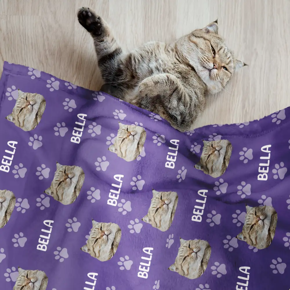 Custom Photo Pet Face Pattern Dog Cat Family - Personalized Pet Blanket - Image 3
