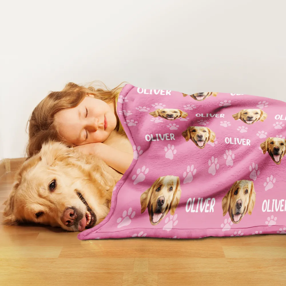 Custom Photo Pet Face Pattern Dog Cat Family - Personalized Pet Blanket - Image 4