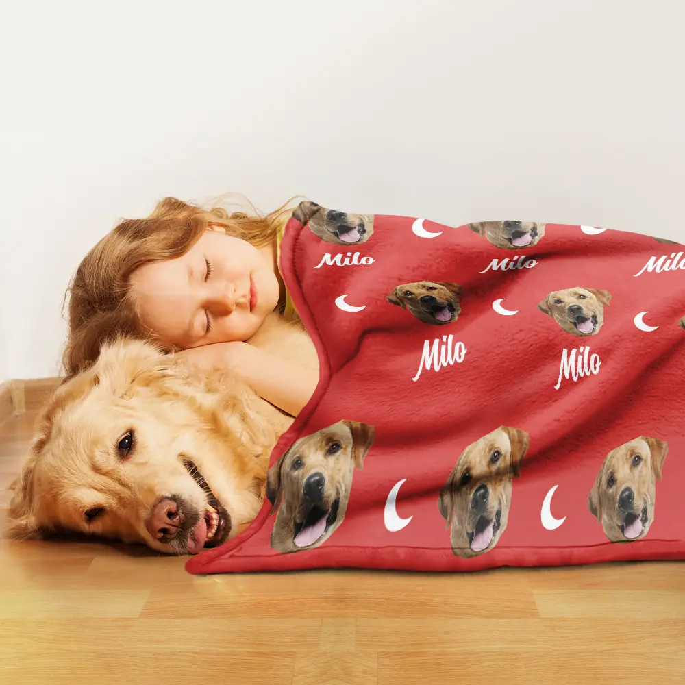 Custom Photo Pet Face Sidelong - Personalized Pet Blanket - Image 4