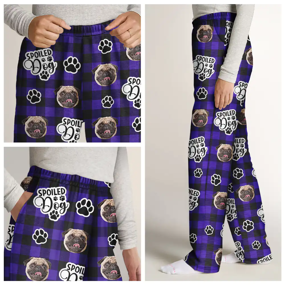 Custom Photo Pet Face Spoiled Pets - Personalized Pajama Pants - Image 8