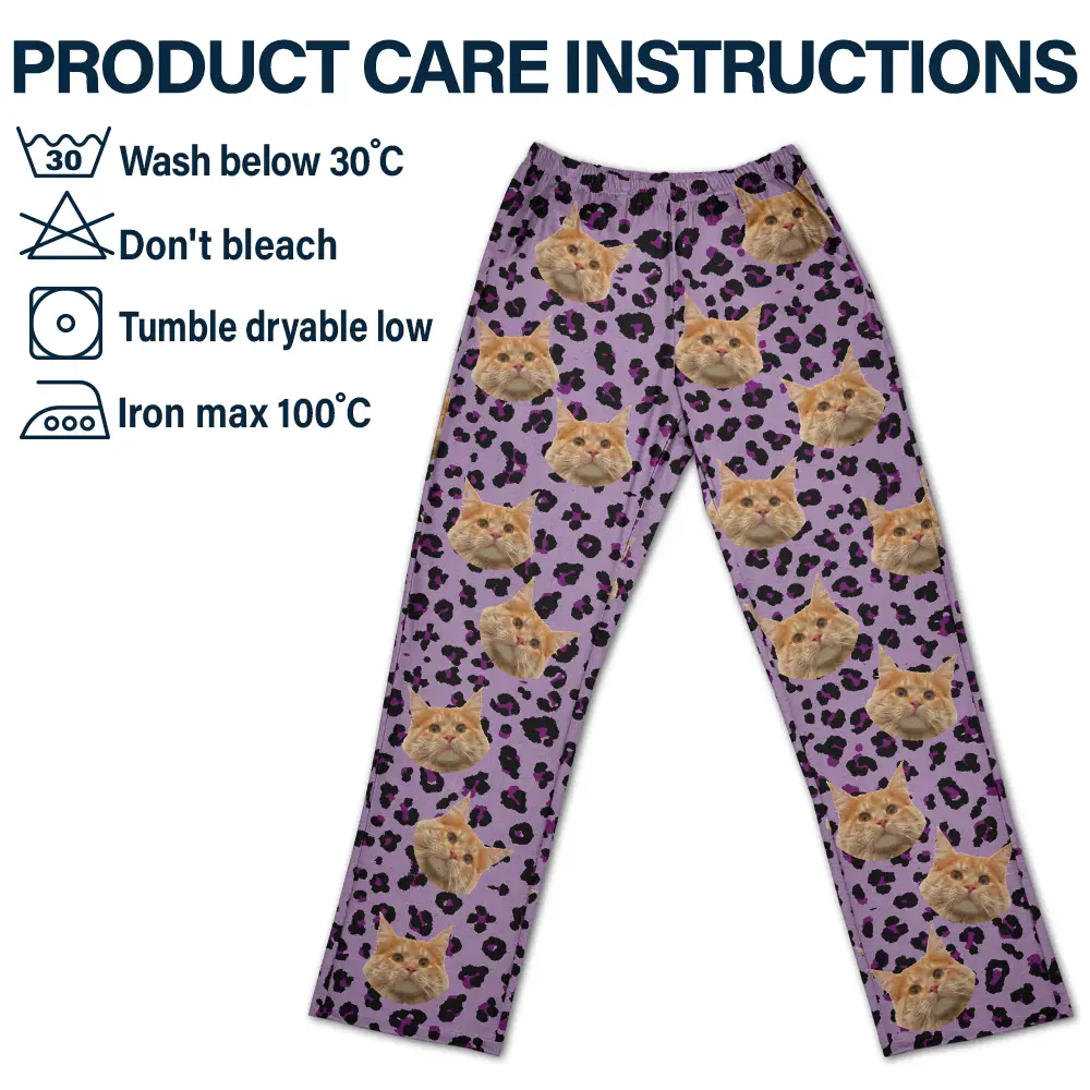 Custom Photo Pet Face With Leopard Pattern - Personalized Pajama Pants - Image 6