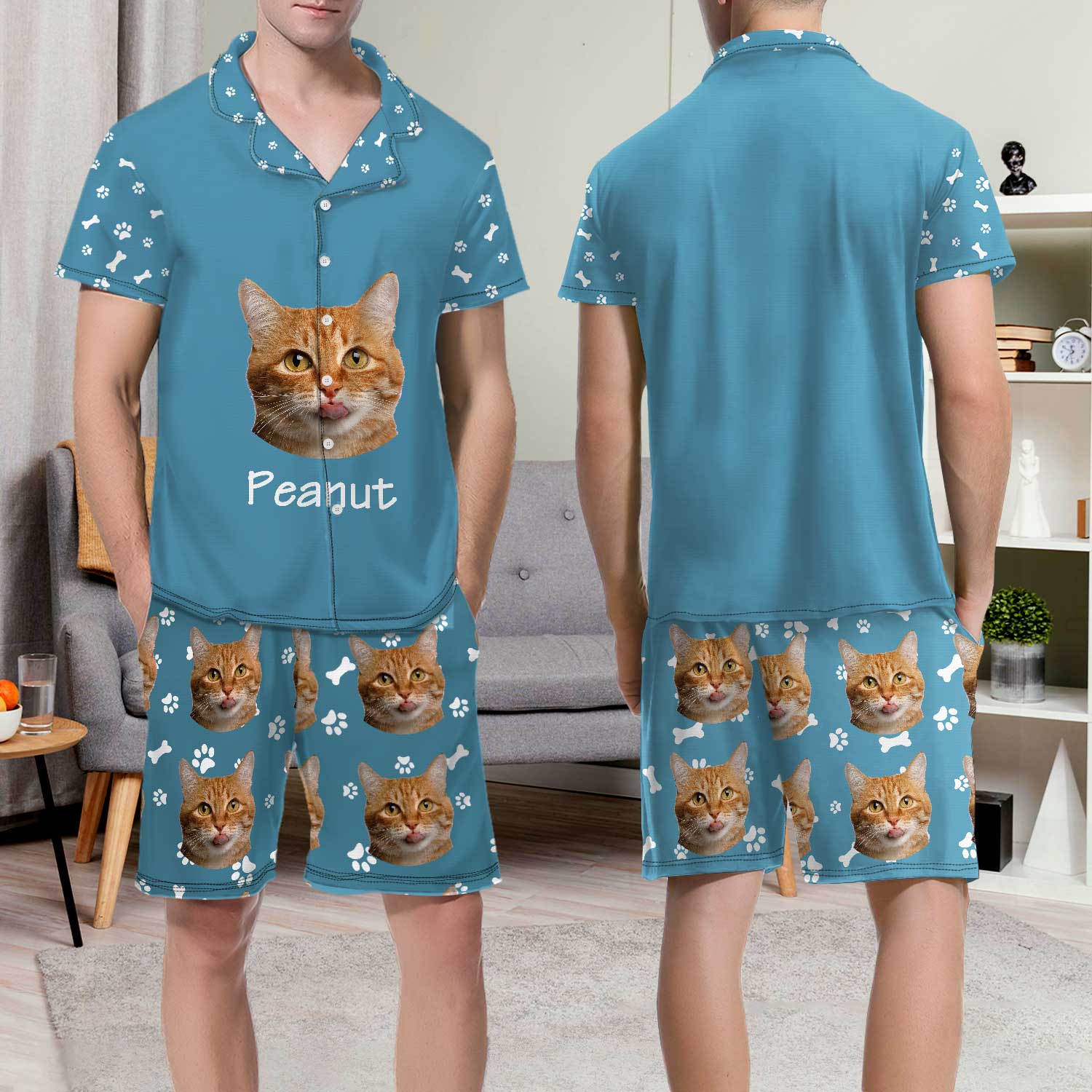 Custom Photo Pet Faces - Gift For Dog Lovers, Cat Lovers - Personalized Short Pajamas Set - Image 7