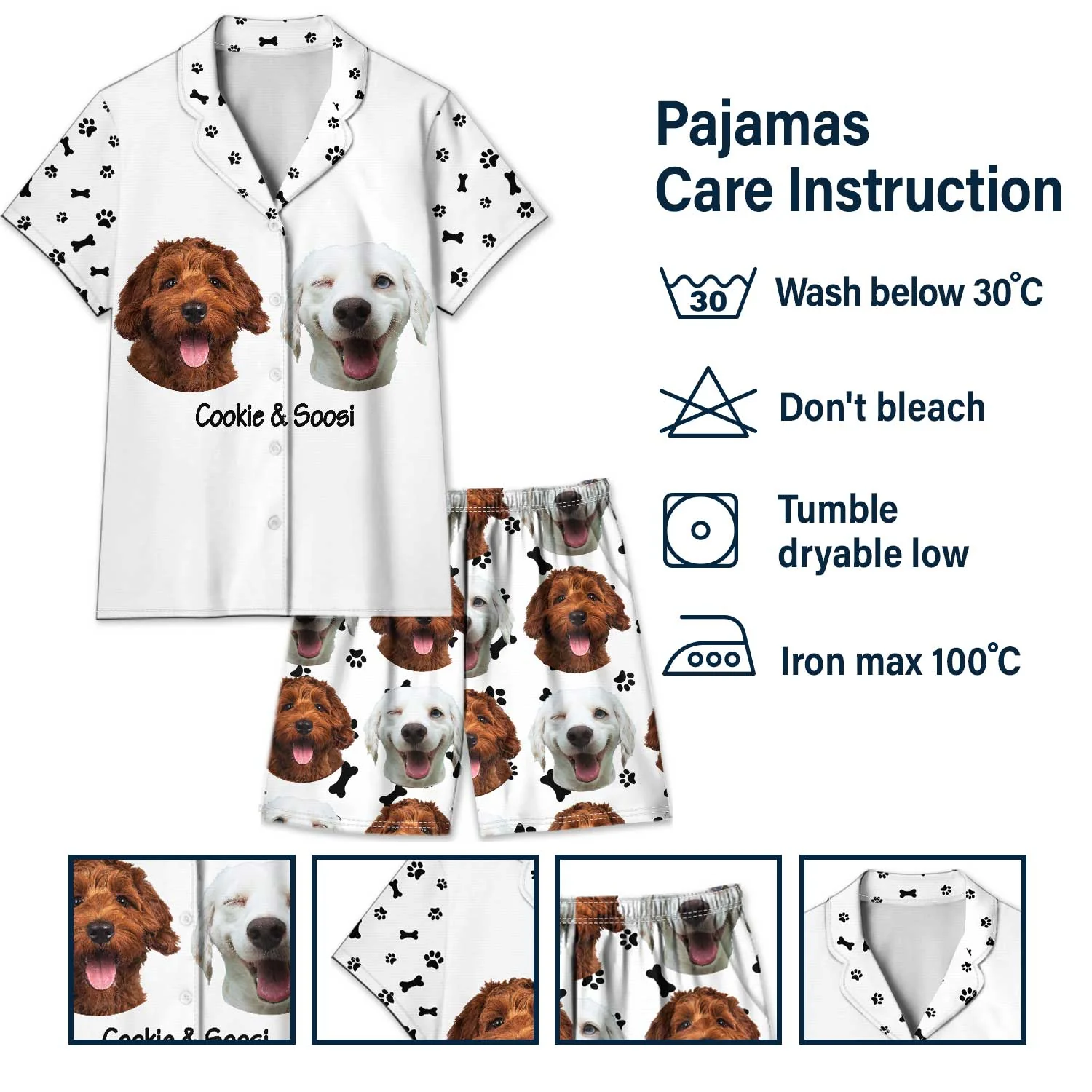 Custom Photo Pet Faces - Gift For Dog Lovers, Cat Lovers - Personalized Short Pajamas Set - Image 8