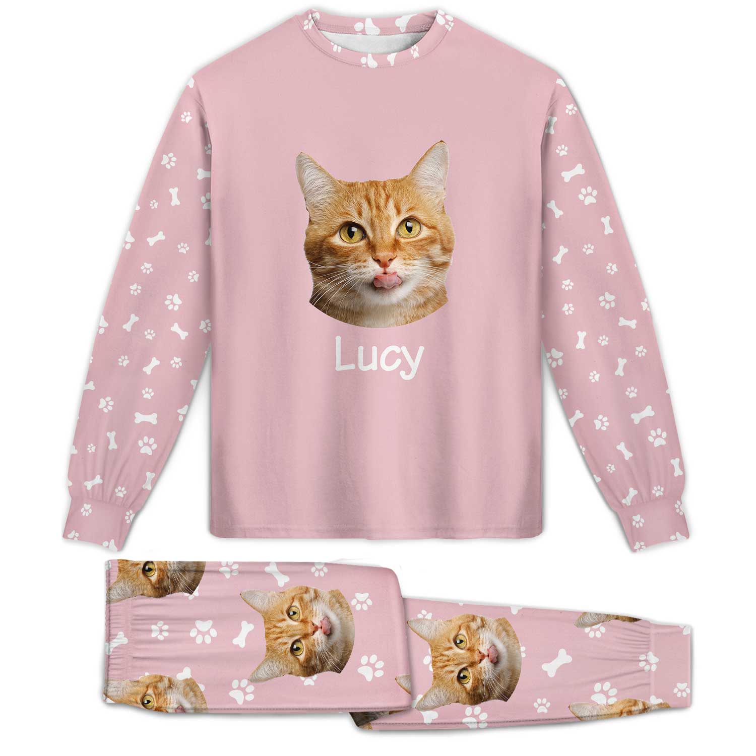 Custom Photo Pet Faces - Gift For Dog Lovers, Cat Lovers - Personalized Unisex Pajamas Set - Image 4