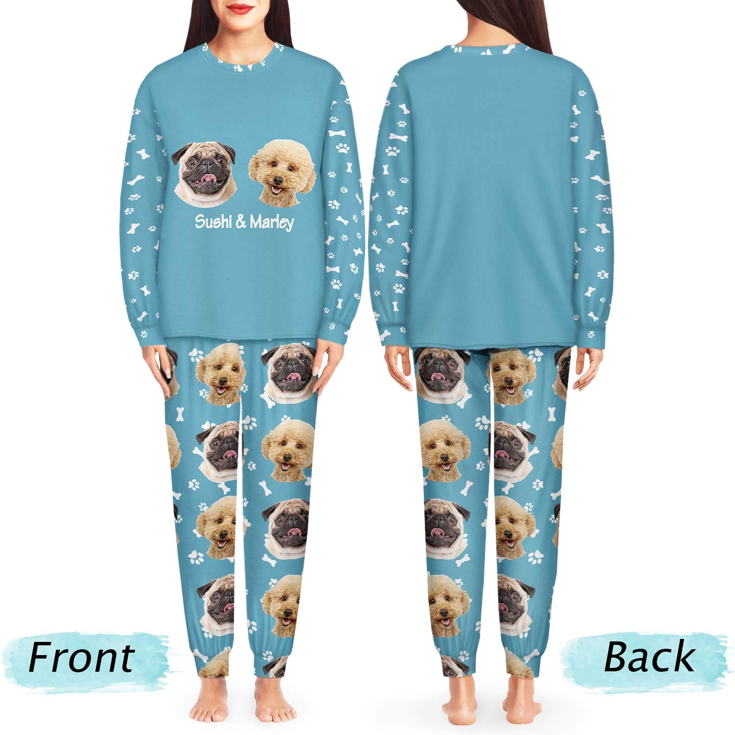 Custom Photo Pet Faces - Gift For Dog Lovers, Cat Lovers - Personalized Unisex Pajamas Set - Image 5