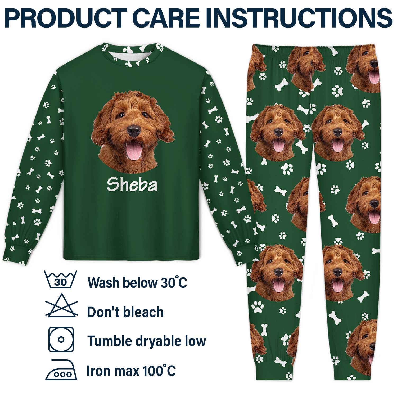Custom Photo Pet Faces - Gift For Dog Lovers, Cat Lovers - Personalized Unisex Pajamas Set - Image 7