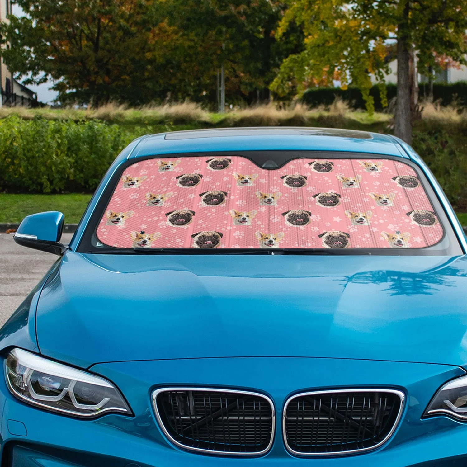 Custom Photo Pet Faces Human Faces - Gift For Dog Lovers, Cat Lovers, Family - Personalized Auto Sunshade - Image 3