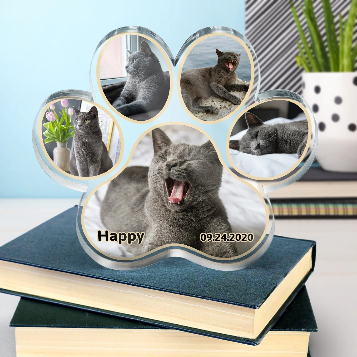 Custom Photo Pet Loss - Memorial Gift For Dog Lover, Cat Mom - Personalized Paw Shaped Acrylic Plaque - Image 4