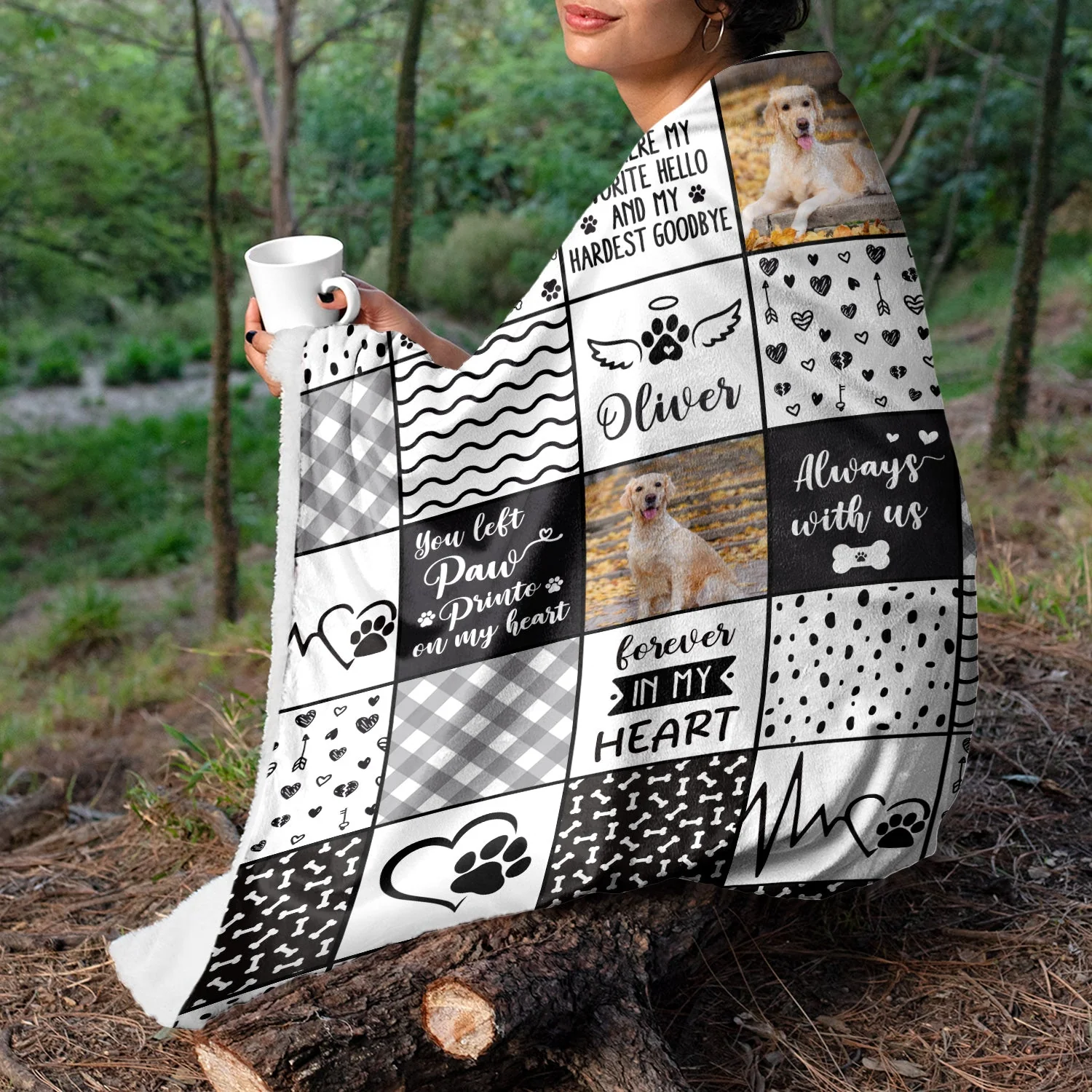Custom Photo Pet Memorial Always With Us - Memorial Gift For Pet Lovers - Personalized Fleece Blanket, Sherpa Blanket - Image 5