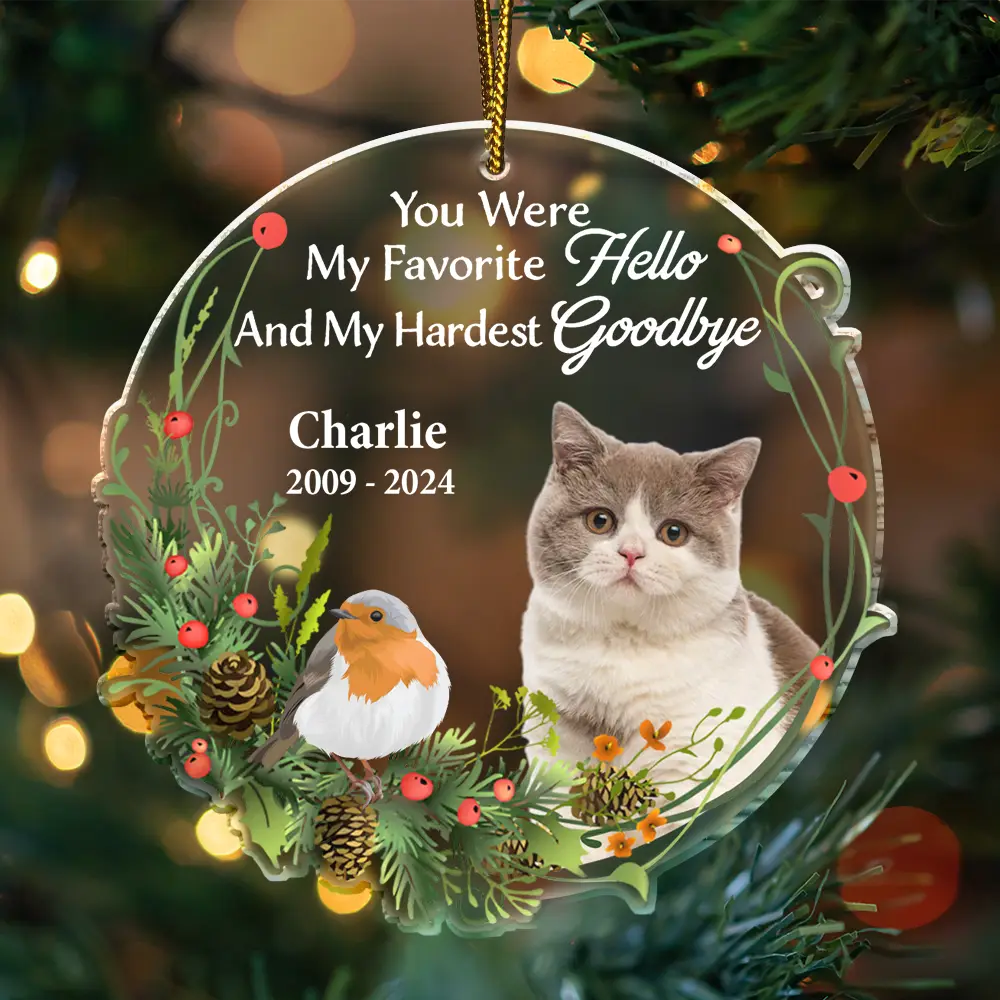 Custom Photo Pet Memorial Forever In My Heart - Personalized Custom Shaped Acrylic Ornament - Image 4