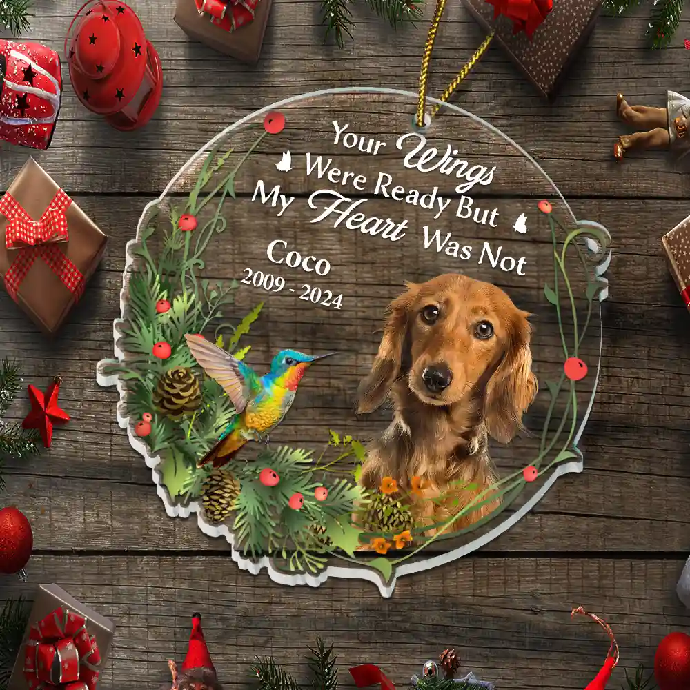 Custom Photo Pet Memorial Forever In My Heart - Personalized Custom Shaped Acrylic Ornament - Image 6