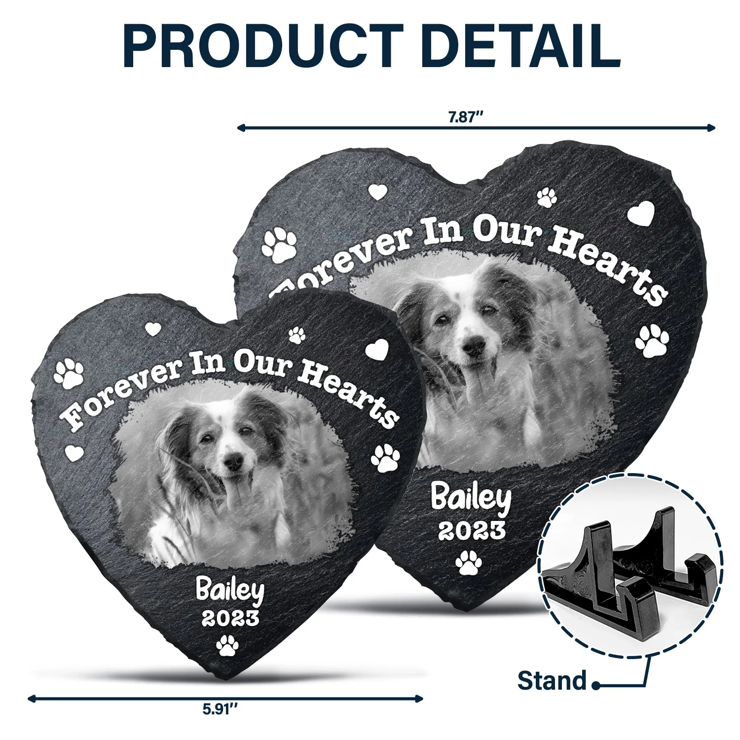 Custom Photo Pet Memorial Forever In Our Hearts - Memorial Gift For Pet Lovers - Personalized Heart Memorial Garden Stone - Image 5