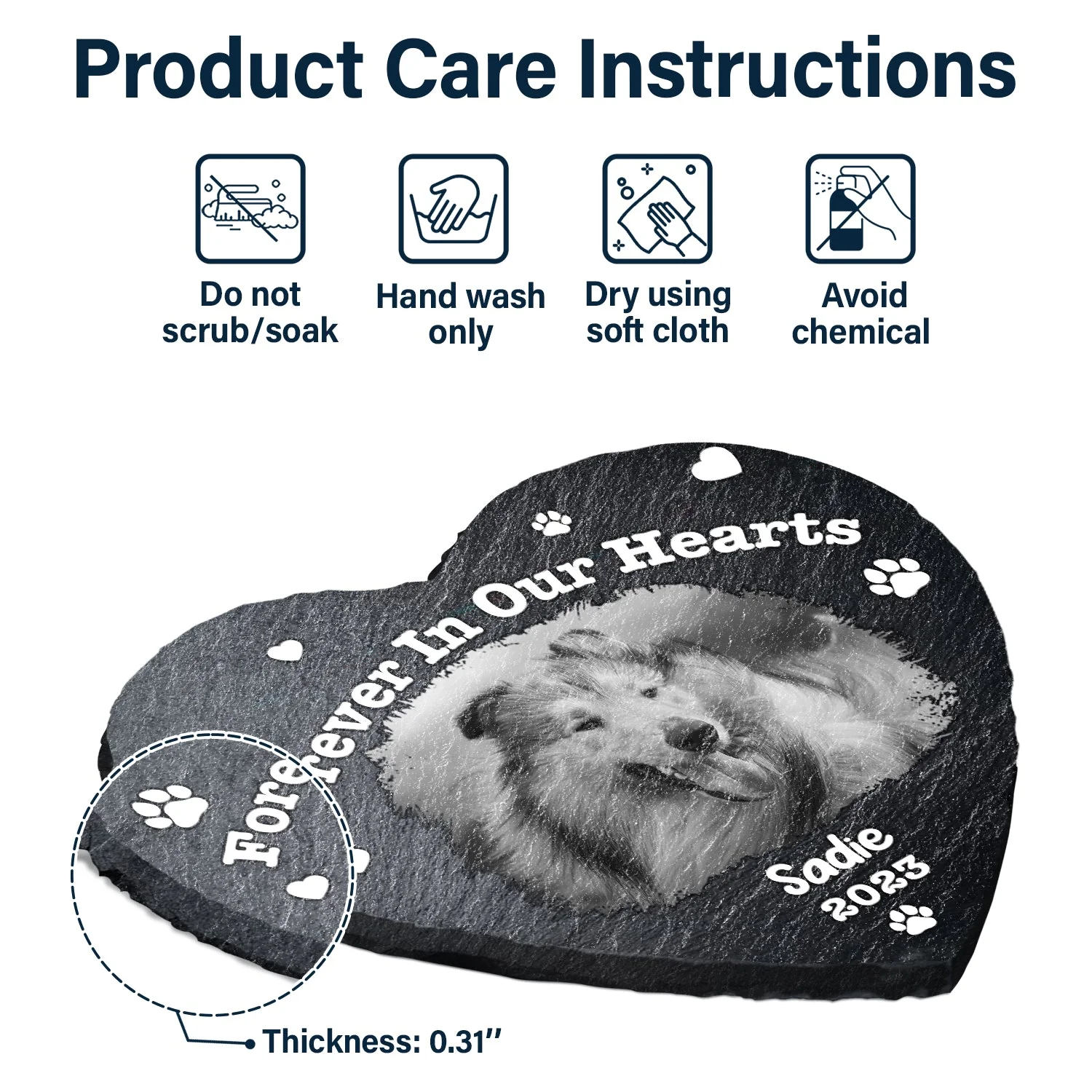Custom Photo Pet Memorial Forever In Our Hearts - Memorial Gift For Pet Lovers - Personalized Heart Memorial Garden Stone - Image 6
