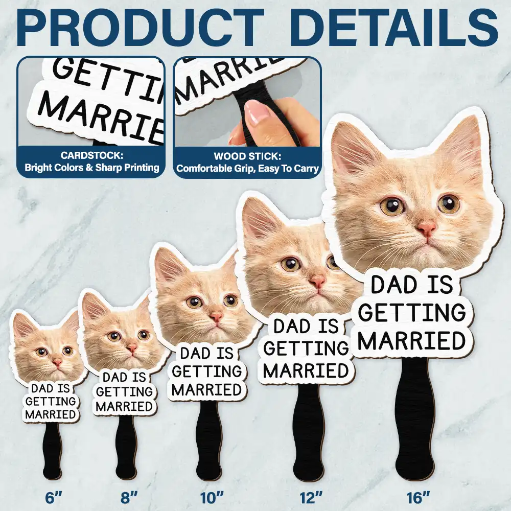 Custom Photo Pet Mom Dad Is Getting Married - Personalized Handheld Fan - Image 5