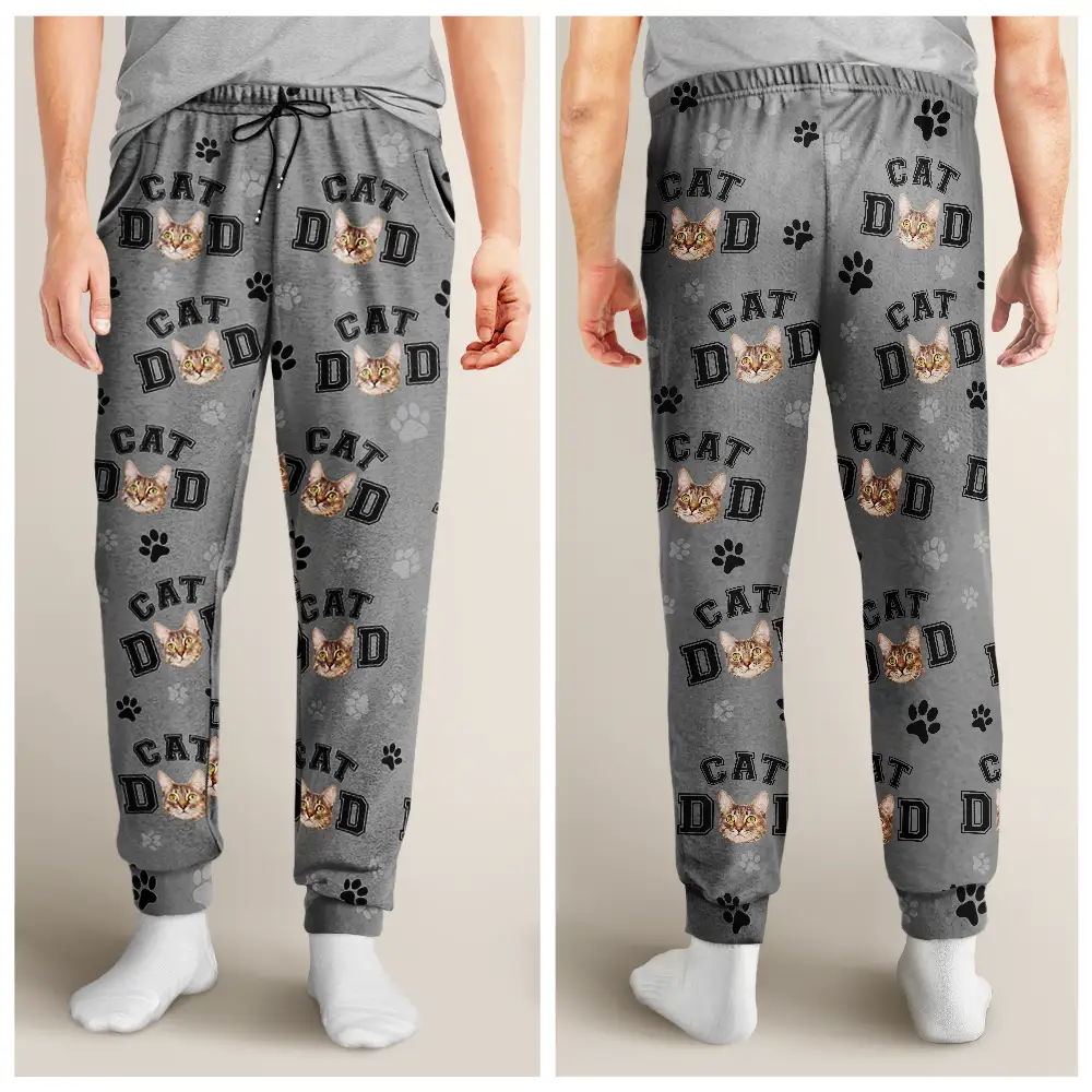 Custom Photo Pet Mom Dad Pawprints Pattern - Personalized Pajama Pants - Image 5