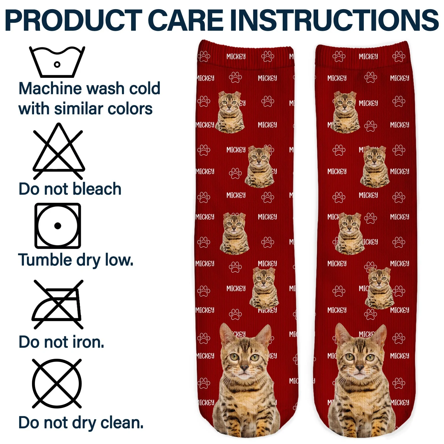 Custom Photo Pet Name - Gift For Pet Lovers - Personalized Socks - Image 7