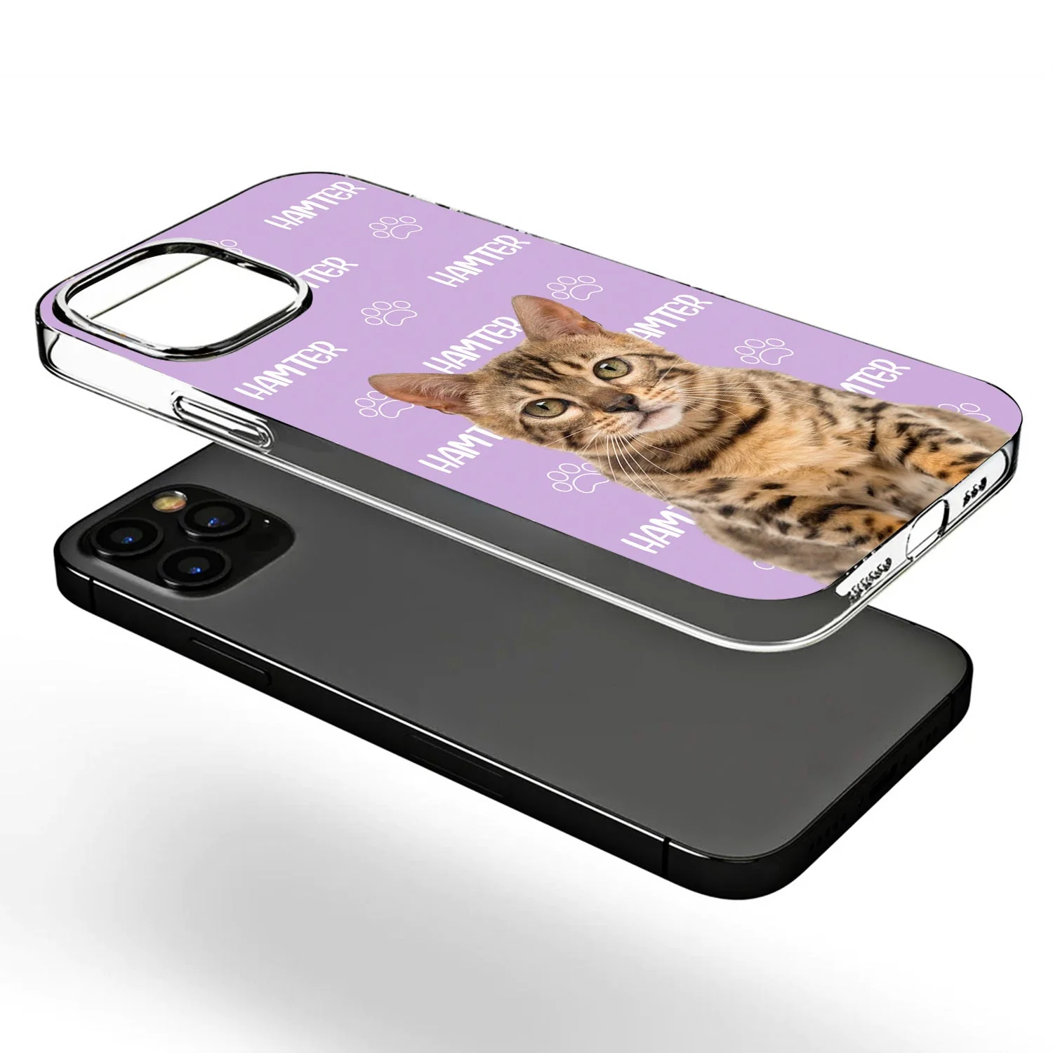 Custom Photo Pet Name Pattern - Gift For Pet Lovers - Personalized Clear Phone Case - Image 4