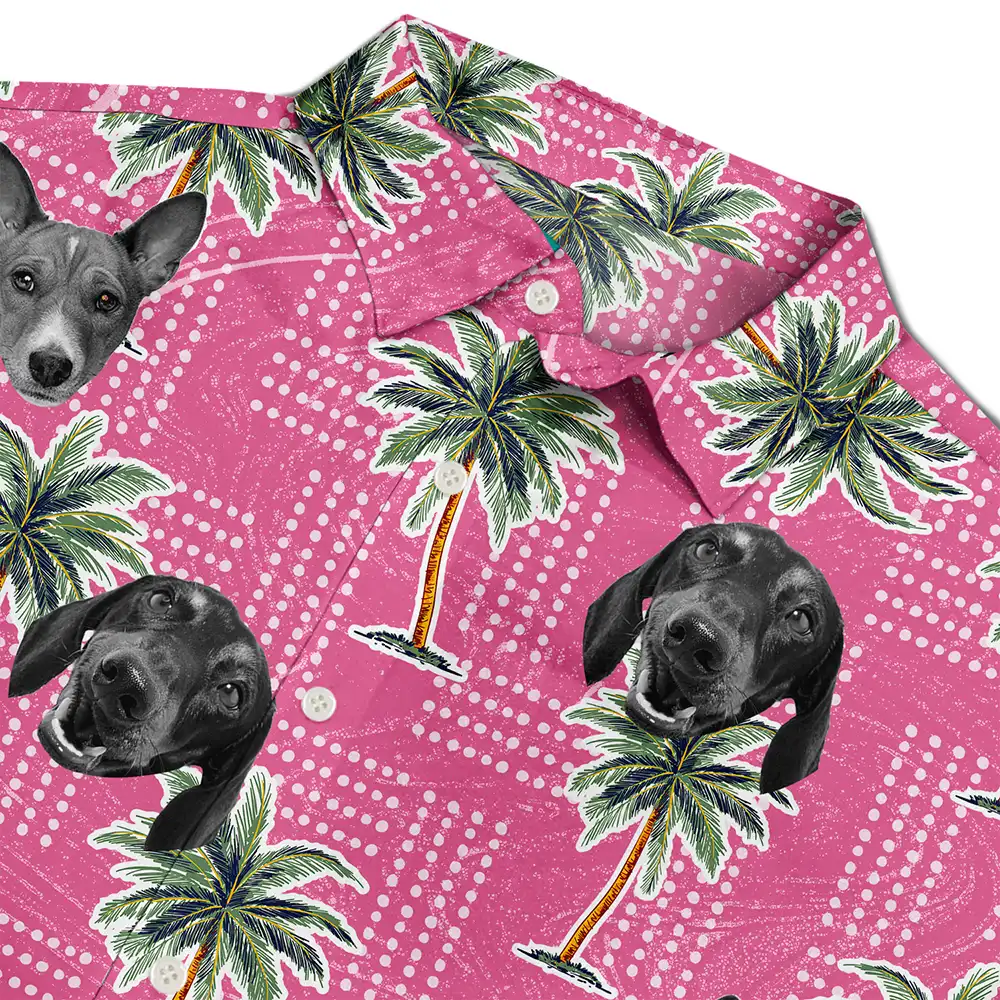 Custom Photo Pets Kids And More Vintage Palm Trees - Personalized Hawaiian Shirt - Image 5