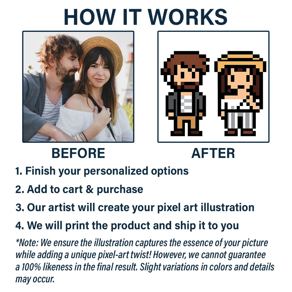 Custom Photo Pixel Art Standee You Me And The Dog Cat - Personalized T Shirt - Image 2