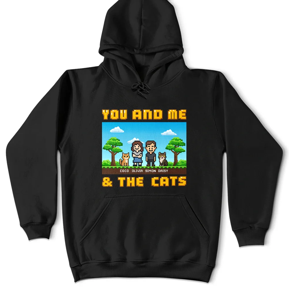 Custom Photo Pixel Art Standee You Me And The Dog Cat - Personalized T Shirt - Image 6