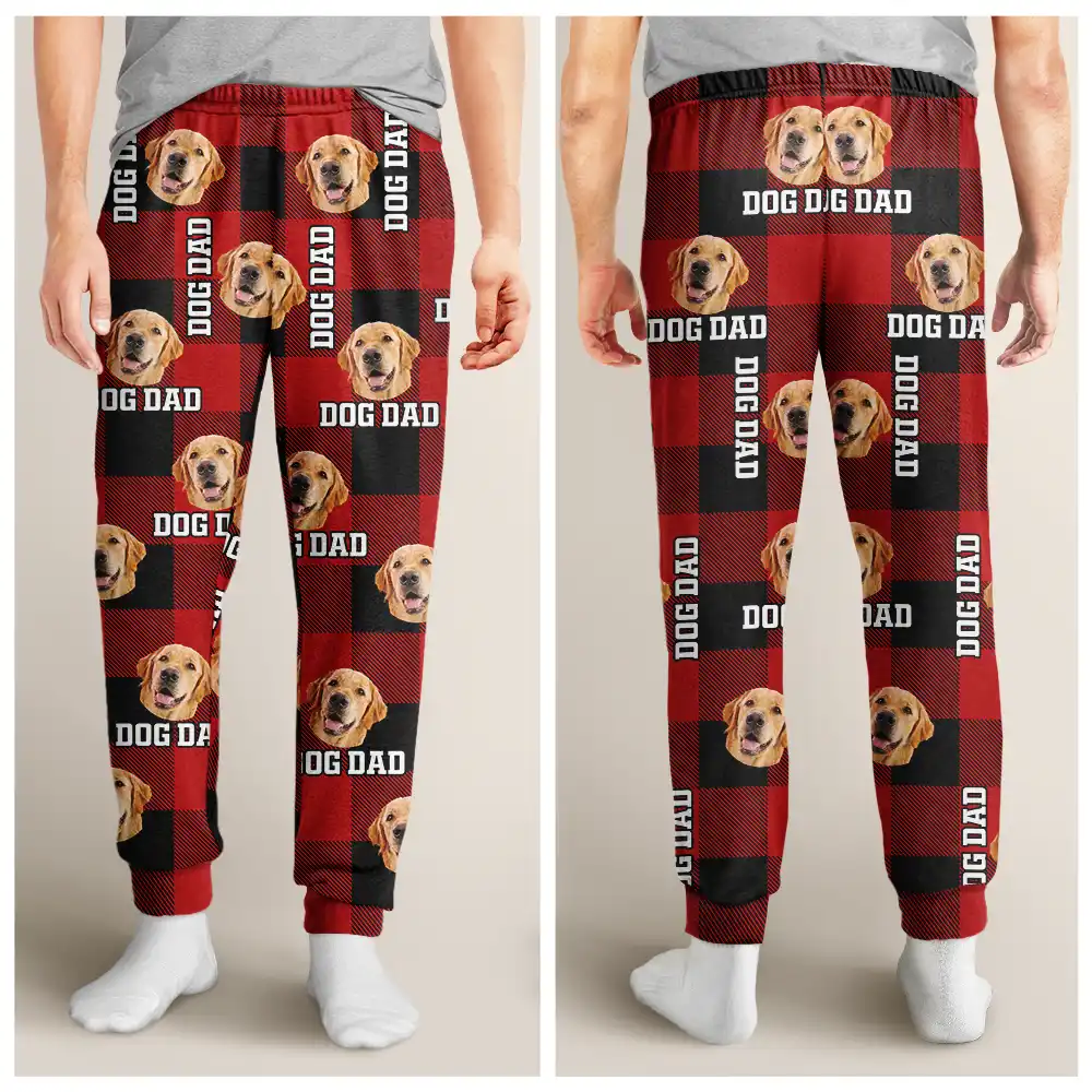 Custom Photo Plaid Pet Face - Personalized Pajama Pants - Image 5