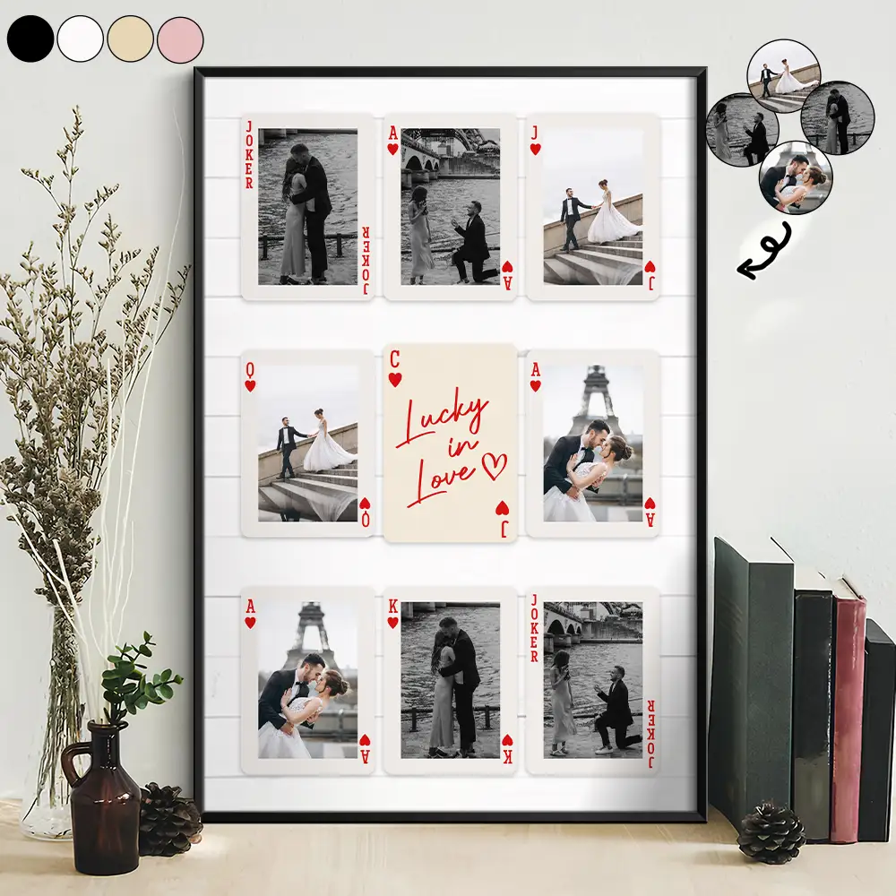 Custom Photo Playing Card Couple Lucky In Love - Personalised Poster - Image 2