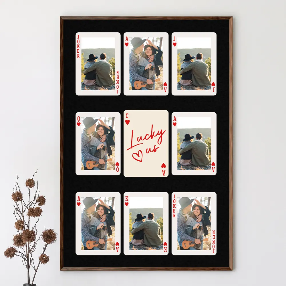 Custom Photo Playing Card Couple Lucky In Love - Personalised Poster - Image 4