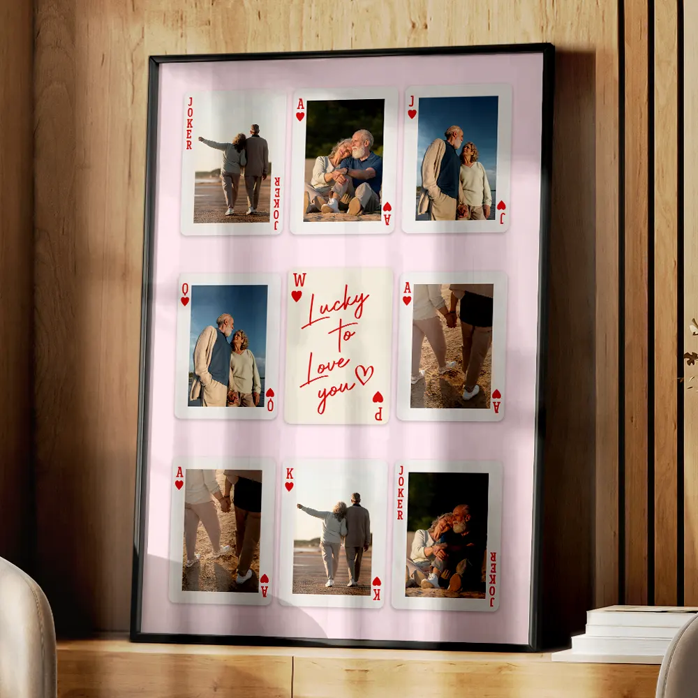 Custom Photo Playing Card Couple Lucky In Love - Personalised Poster - Image 5