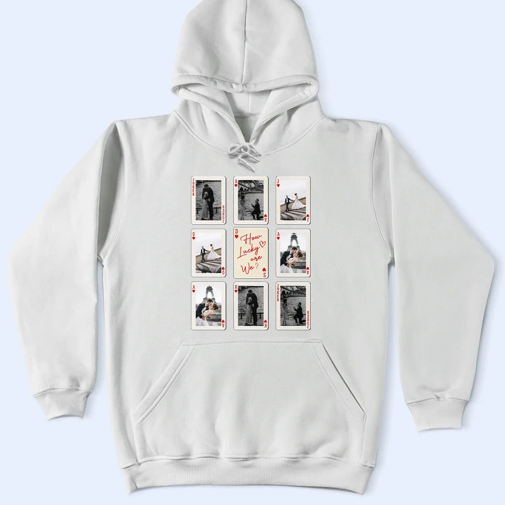 Custom Photo Playing Card Couple Lucky In Love - Personalized T Shirt - Image 5