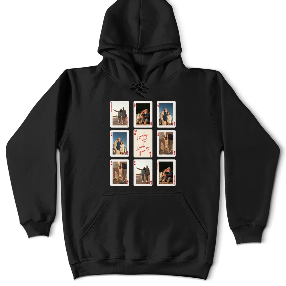 Custom Photo Playing Card Couple Lucky In Love - Personalized T Shirt - Image 6
