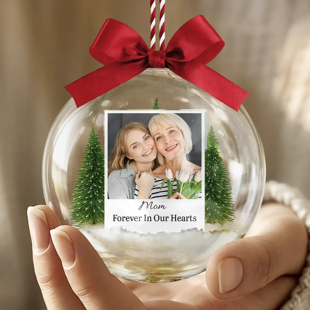 Custom Photo Polaroid Family Photo With Personal Message - Personalized 3D Acrylic Ball Ornament - Image 4