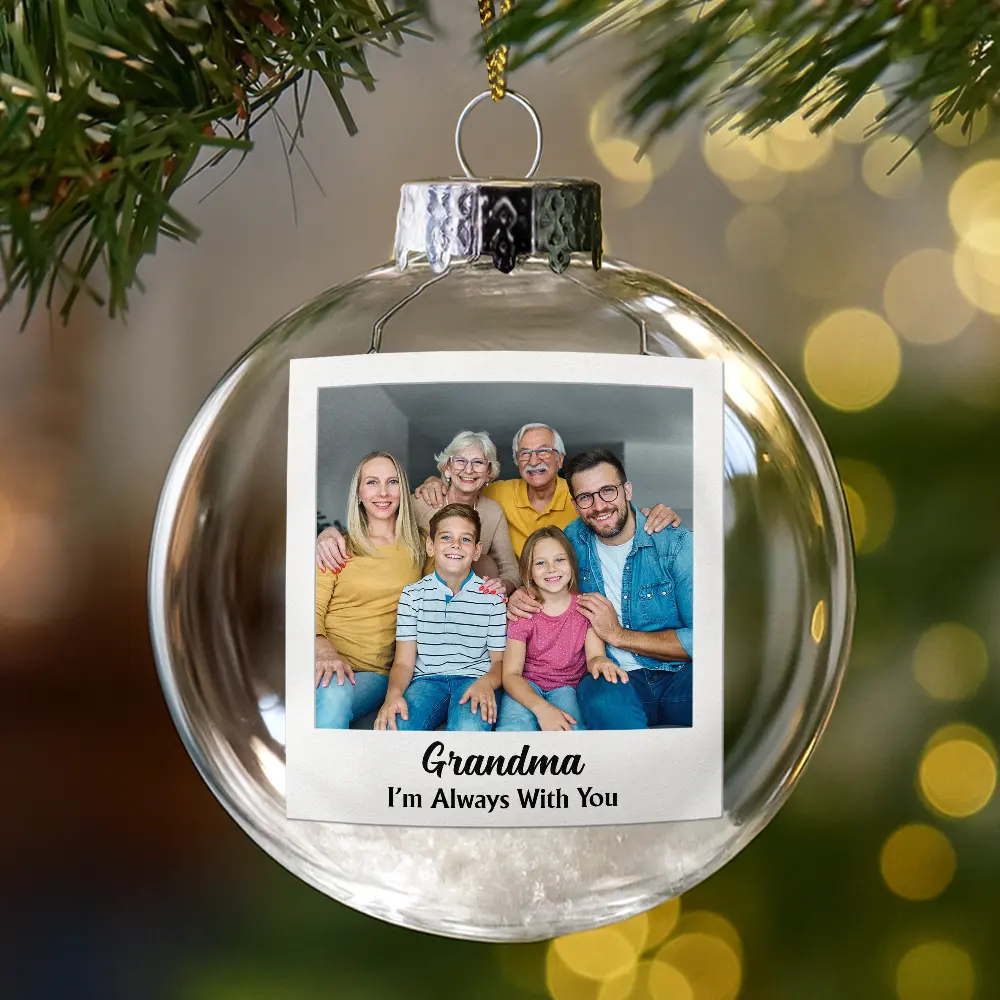 Custom Photo Polaroid Missing You At Christmas & Always - Personalized Glass Bauble Ornament - Image 5