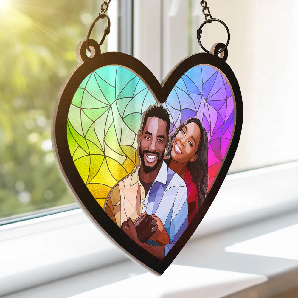 Custom Photo Portrait Couple Family - Personalized Window Hanging Suncatcher Ornament - Image 4