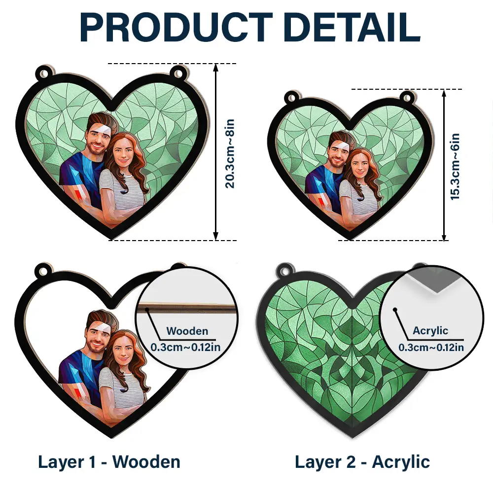 Custom Photo Portrait Couple Family - Personalized Window Hanging Suncatcher Ornament - Image 6