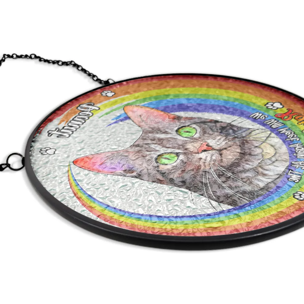 Custom Photo Portrait Dog Cat At The Rainbow Bridge Memorial - Personalized Stained Glass Window Hanging Suncatcher - Image 6