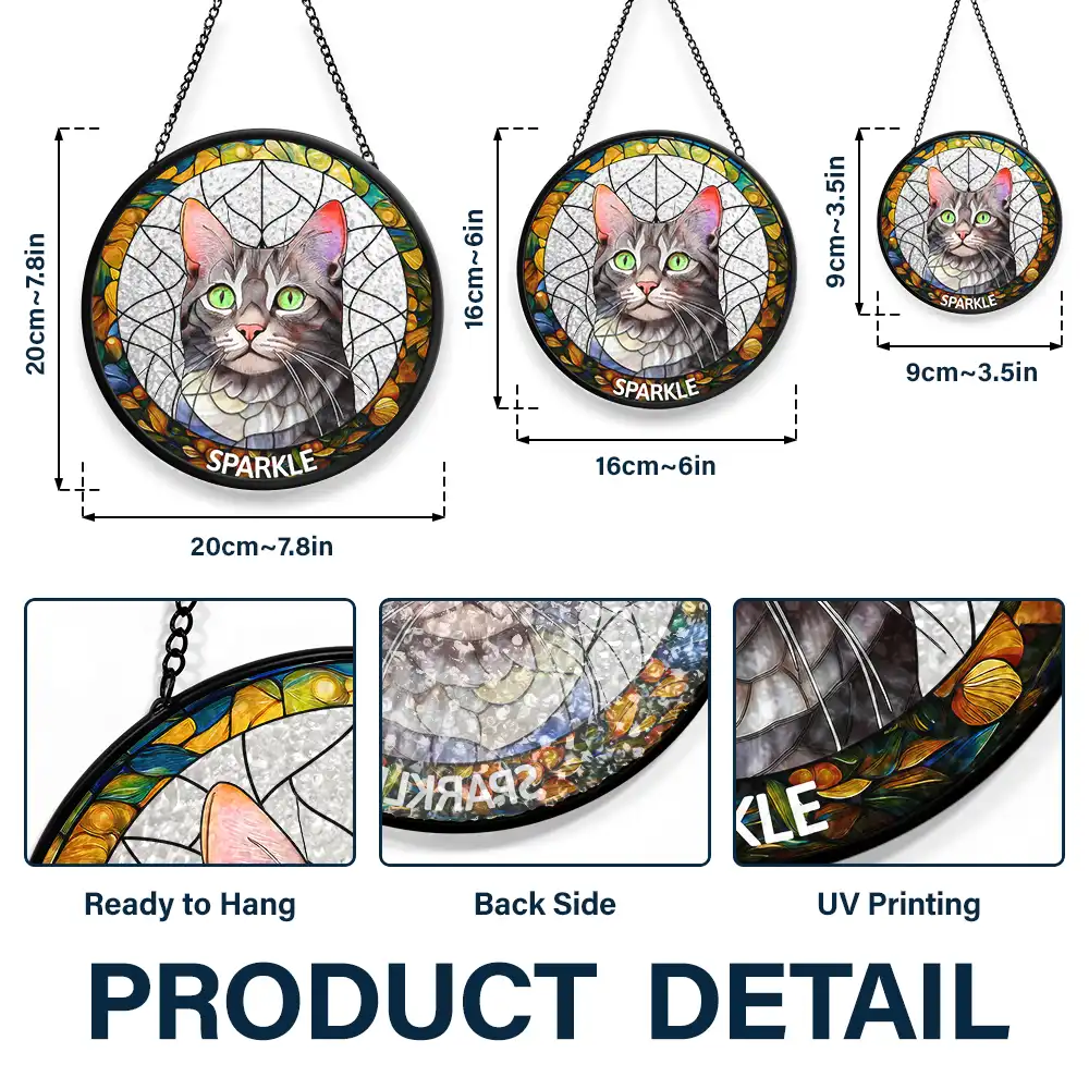 Custom Photo Portrait Dog Cat Family - Personalized Stained Glass Window Hanging Suncatcher - Image 4