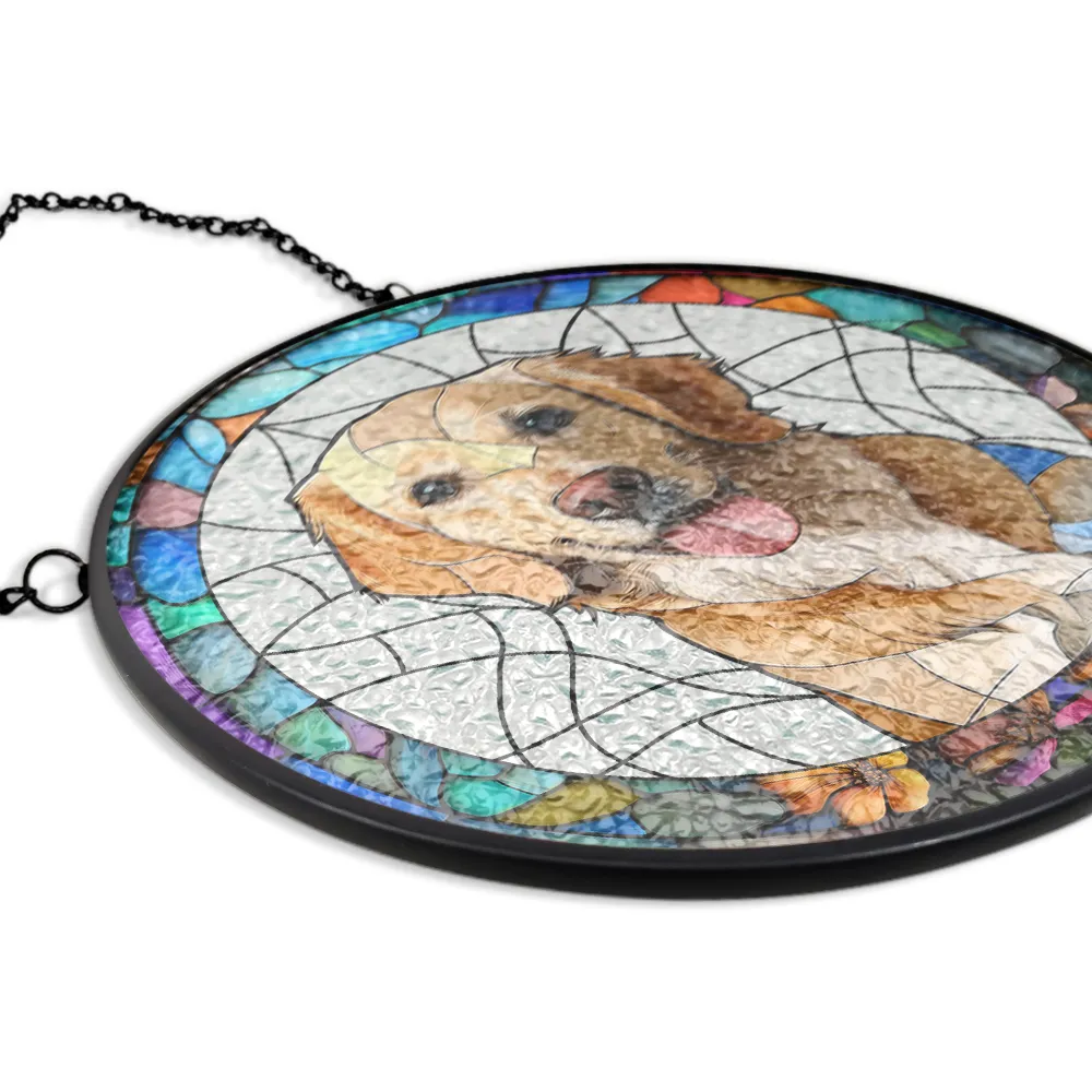 Custom Photo Portrait Dog Cat Family - Personalized Stained Glass Window Hanging Suncatcher - Image 6