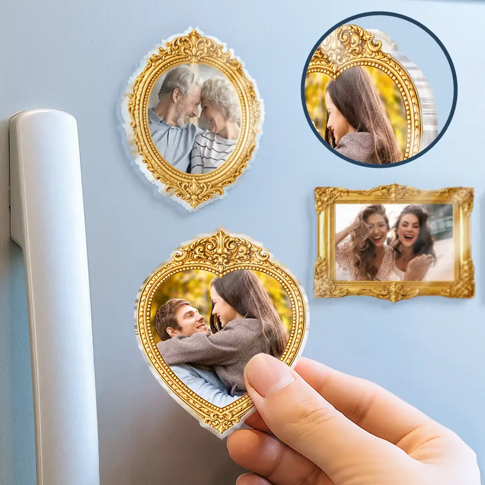 Custom Photo Portrait Funny Family Couple Siblings Besties - Personalized Acrylic Fridge Magnet - Image 2