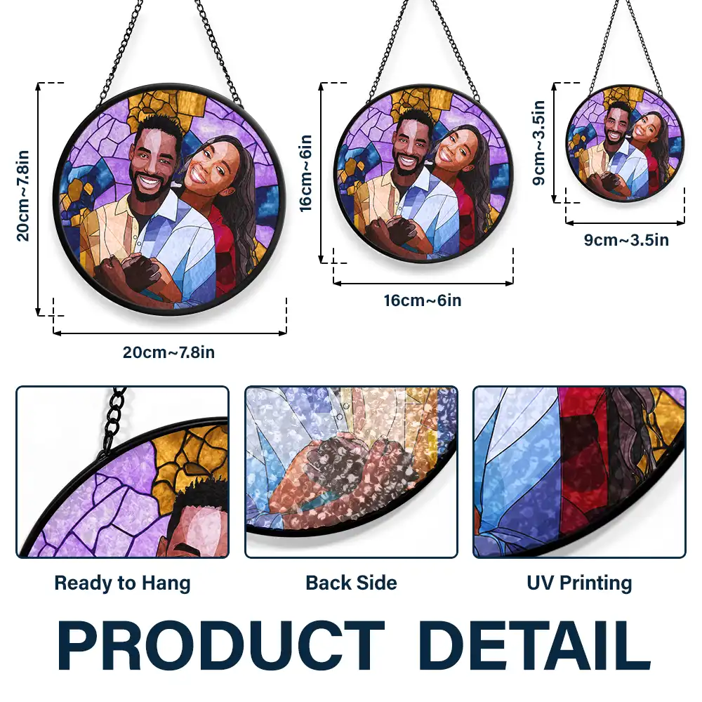 Custom Photo Portrait Mom Grandma Parents Family - Personalized Stained Glass Window Hanging Suncatcher - Image 4