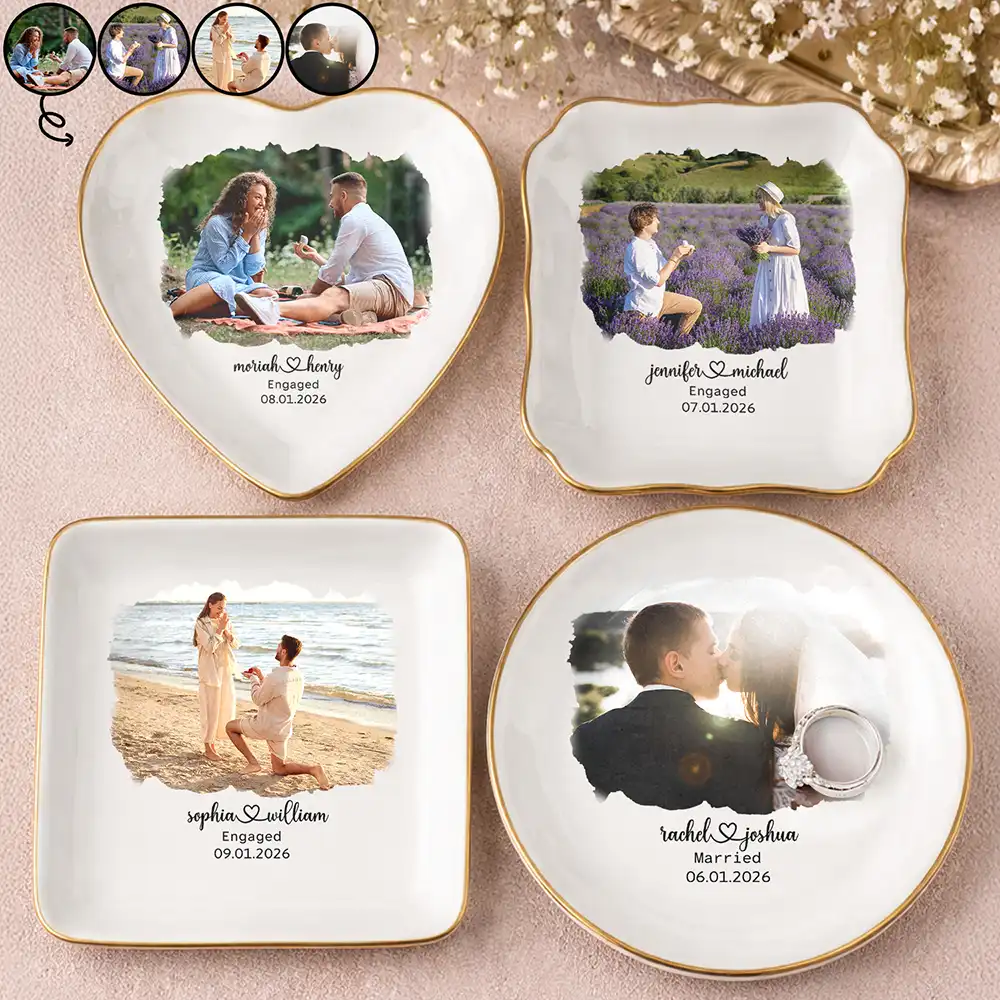 Custom Photo Proposal Engagement Engaged Wedding Couple - Personalized Ring Dish