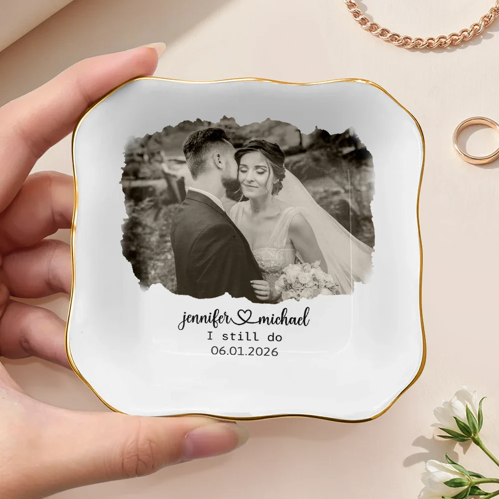 Custom Photo Proposal Engagement Engaged Wedding Couple - Personalized Ring Dish - Image 3