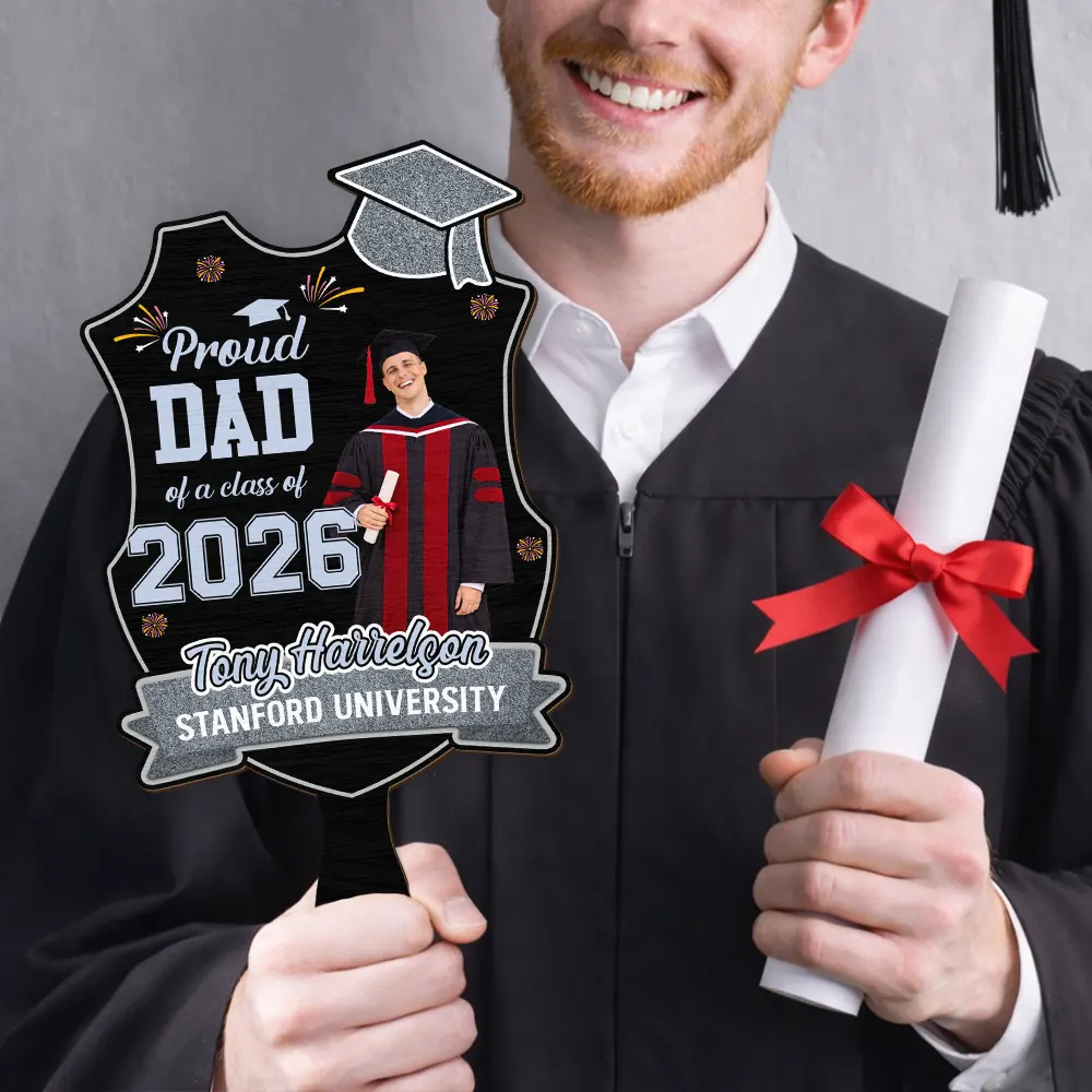 Custom Photo Proud Dad Mom Sister Bestie Graduation - Personalized Graduation Handheld Fan - Image 6