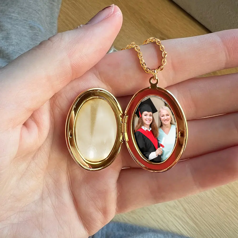 Custom Photo Proud Mom Dad Grandma Of Graduate - Personalized Locket Necklace - Image 4