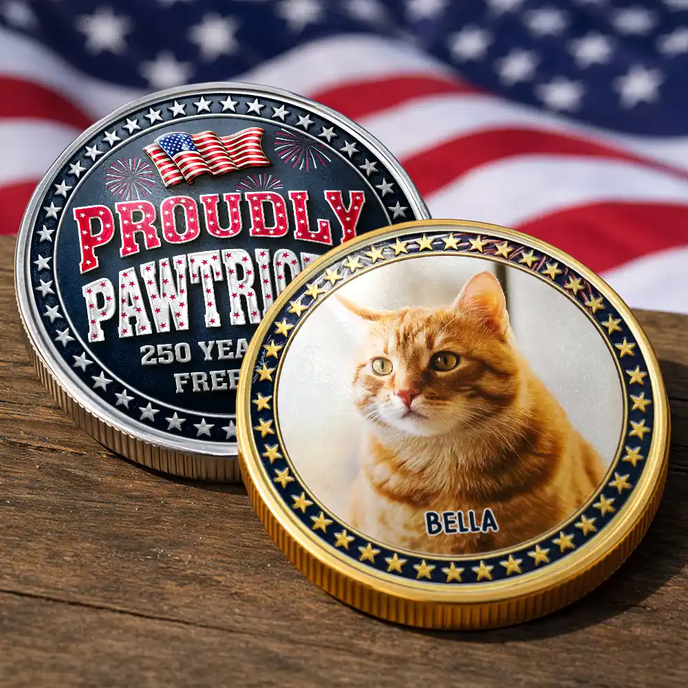 Custom Photo Proudly Pawtriotic 250 Years Of Freedom Dog Cat - Personalized Commemorative Keepsake Coin - Image 4