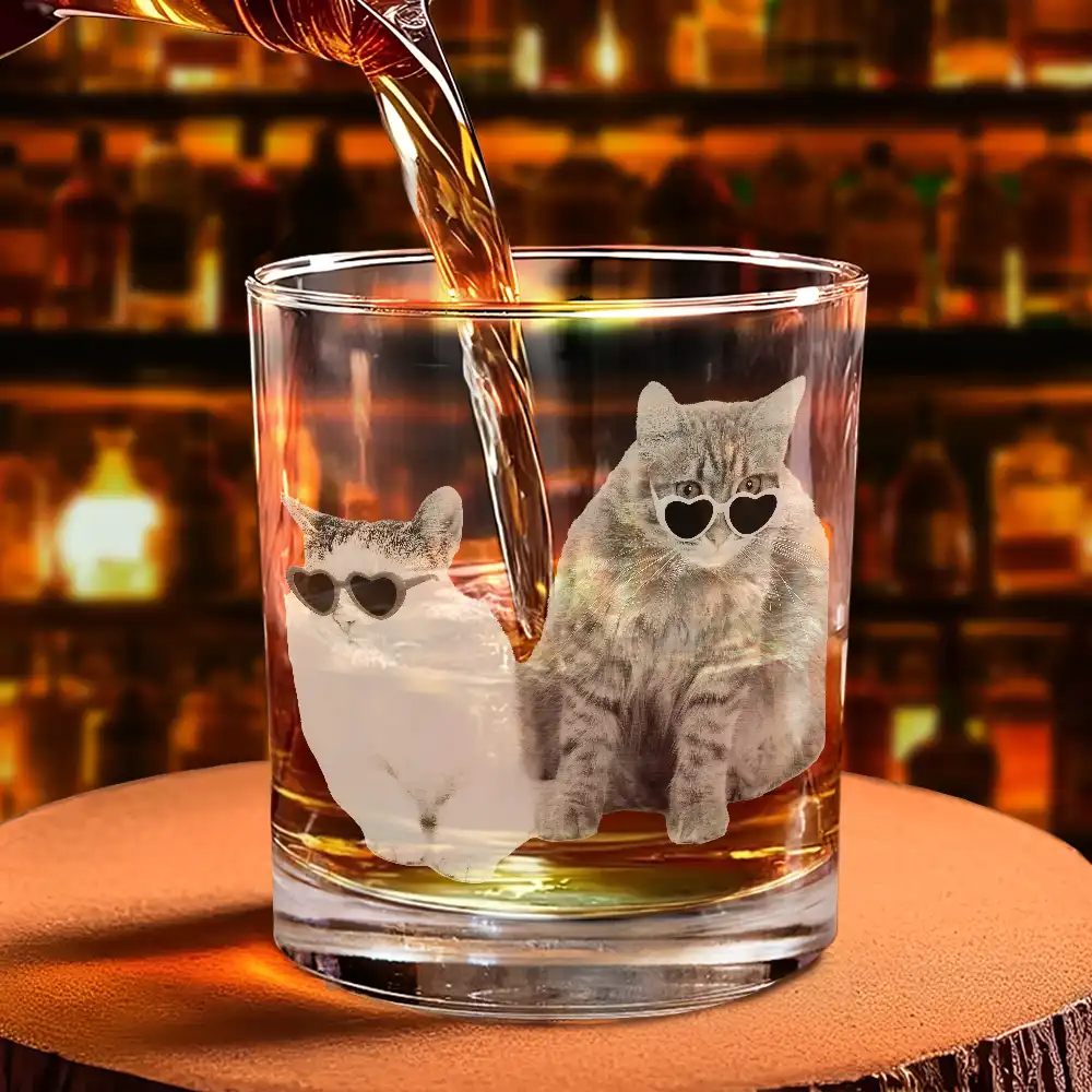 Custom Photo Put The Drink Down And Come Feed Us Funny Pet Dad - Personalized Engraved Whiskey Glass - Image 5