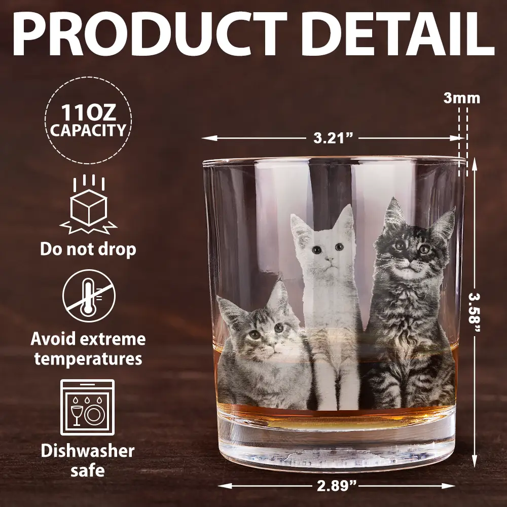 Custom Photo Put The Drink Down And Come Feed Us Funny Pet Dad - Personalized Engraved Whiskey Glass - Image 6