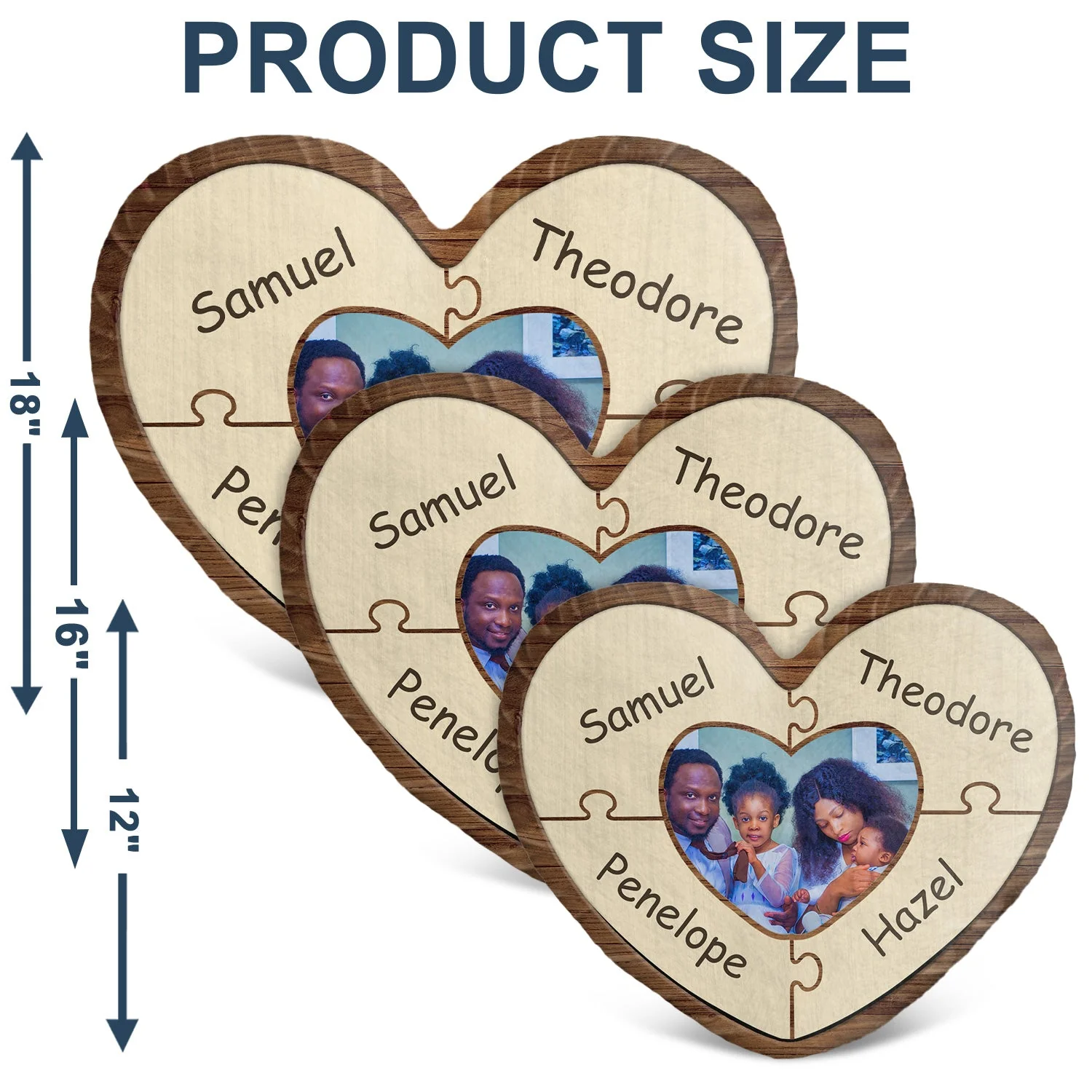 Custom Photo Puzzle Name - Birthday, Holiday Gift For Parent, Couple, Grandparent - Personalized Heart Shaped Pillow - Image 6